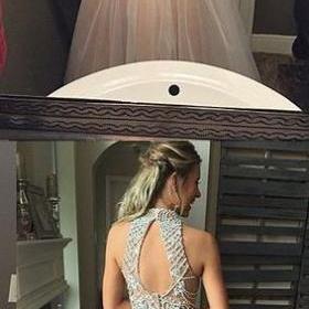 2017 Style Prom Dresses Sexy 2 Piece Silver Beaded..