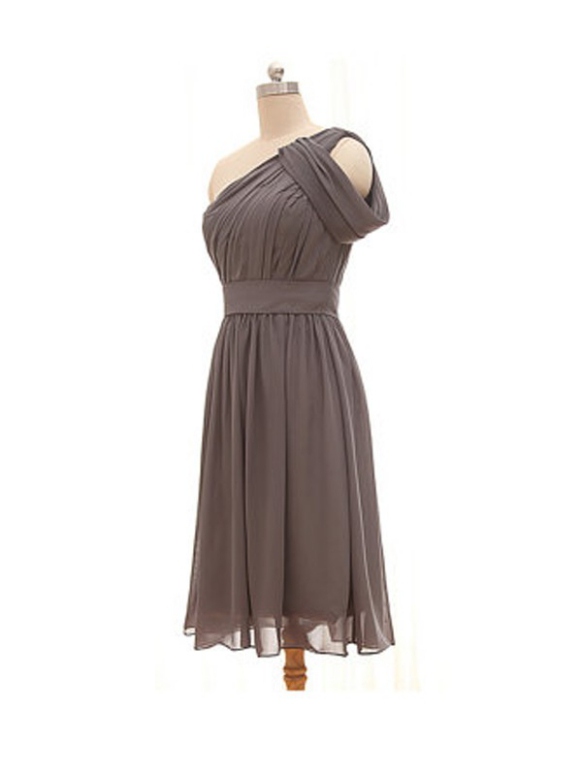 Short Chiffon Homecoming Dress Outlet, Sleeveless One-shoulder Short/mini Chiffon Side Zipper Dresses