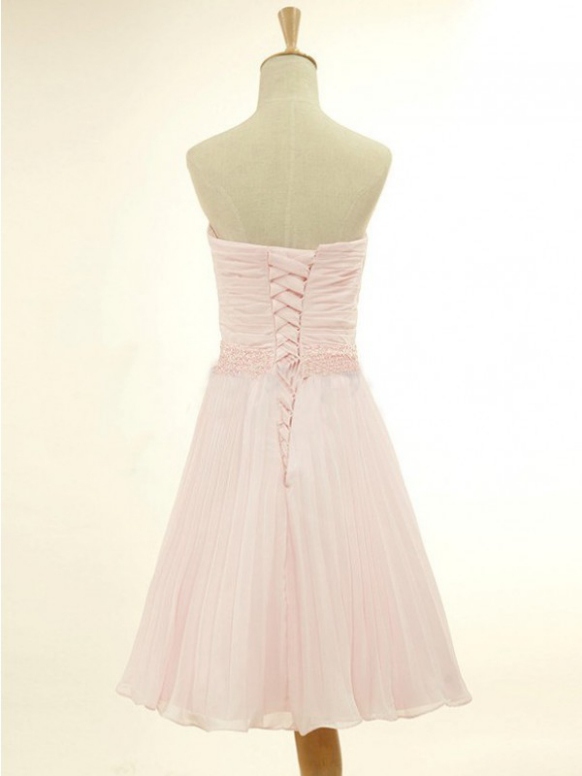 Short Pleated Homecoming Dress ,a-line Sleeveless Sweetheart Short/mini Pleated Lace Up Dresses