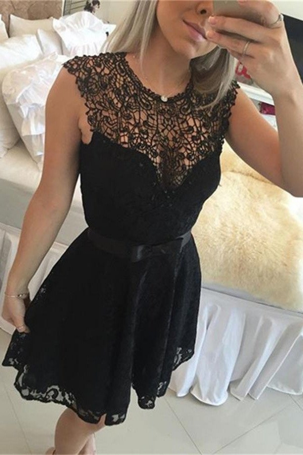 Black Lace Elegant Short Handmade Pretty Homecoming Dresses K210 On Luulla