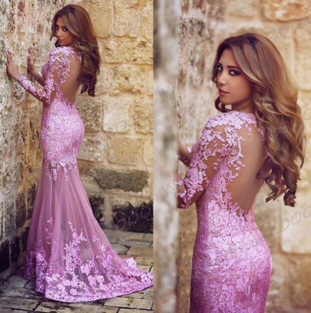 Gorgeous Long Sleeves Mermaid Long Prom Dress With Lace On Luulla